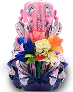 Handmade Carved Candle - Surprise Gift For Her - Decor Birthday Halloween Thanksgiving Christmas - Spiritual Living Room Home Decor Candles - Unique Engagement Wedding Idea - Pink Blue - Ordagio