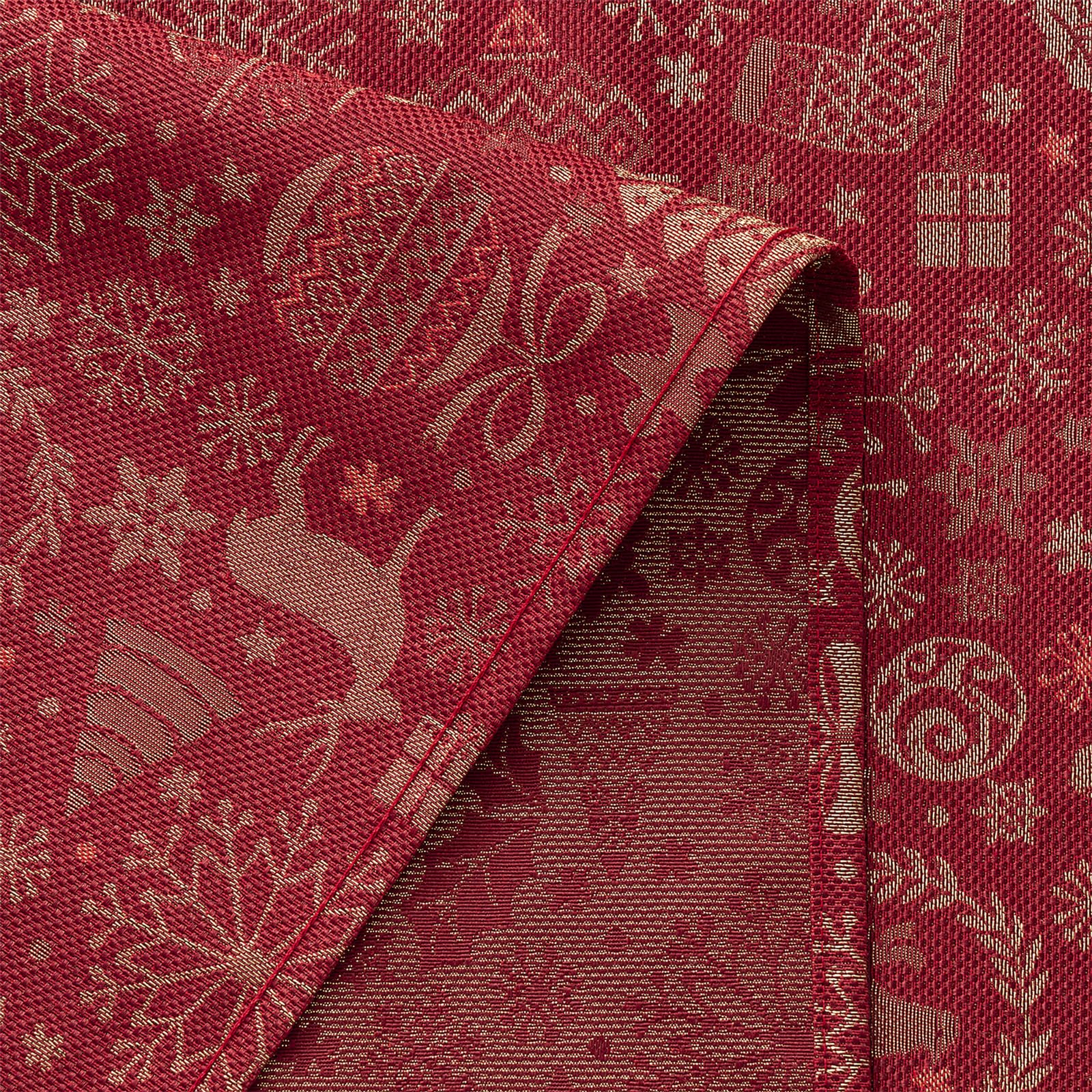 GAMUSI Tablecloth Christmas Jacquard Golden Thread Dining Table Rectangular Christmas Decoration 140 x 300 cm, Red - Image 4