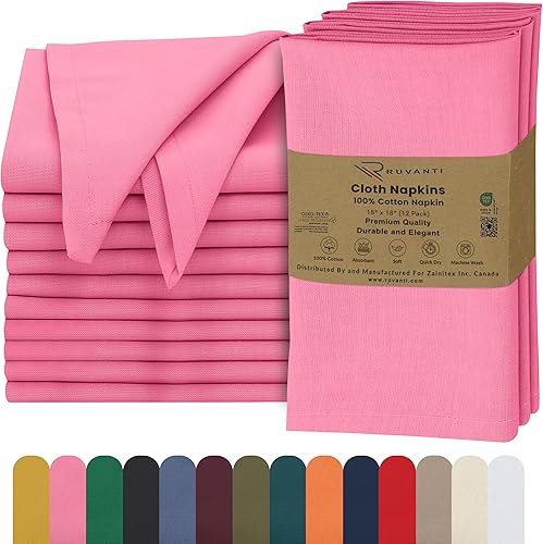 Miniatura 28 de Ruvanti Juego de 6 servilletas de tela, 18 x 18 pulgadas, 100% algodón, lavables, suaves y absorbentes, perfectas para bodas, Navidad, cenas de