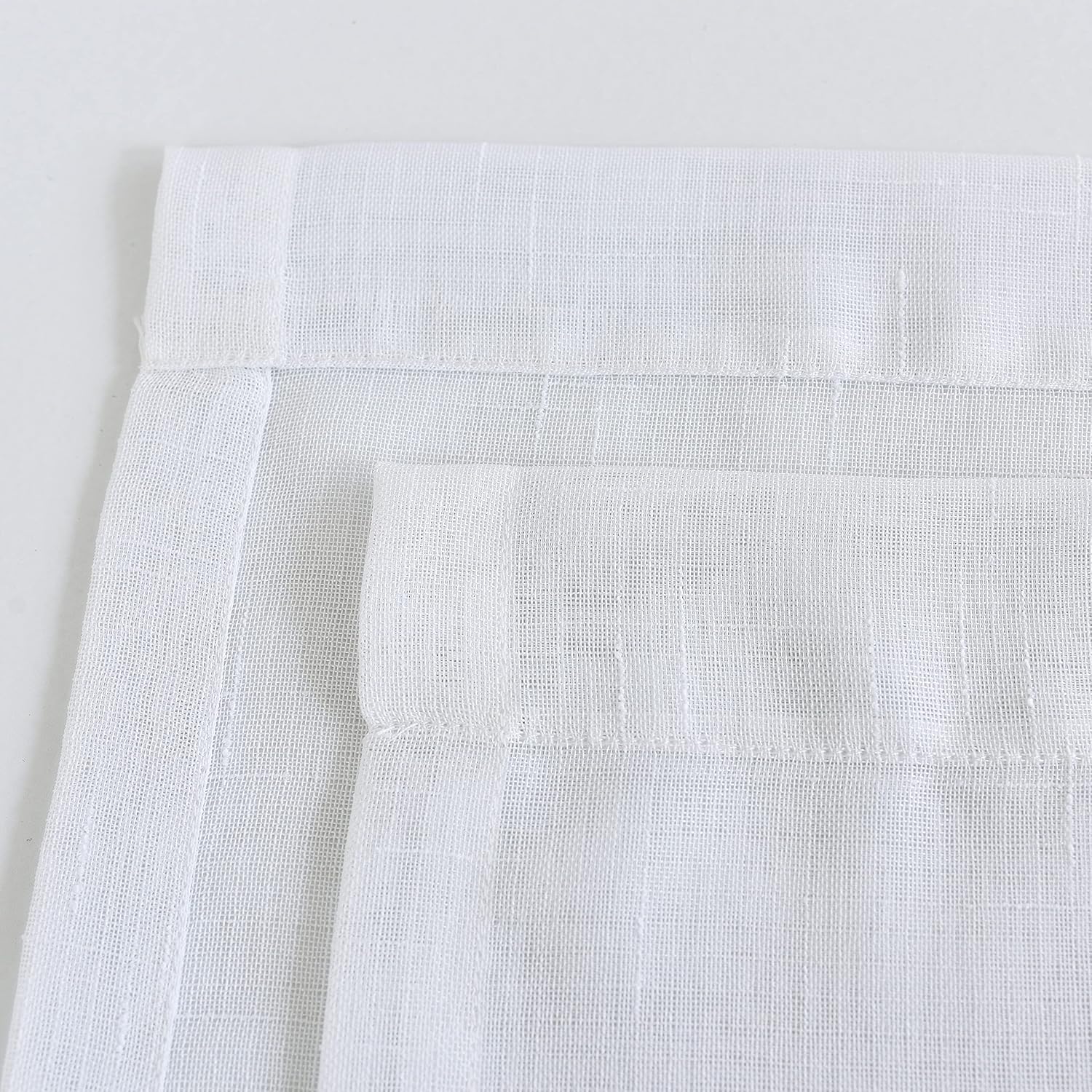 Sheer Curtains Faux Linen Semi Voile Light Filtering Drapes Pair for Bedroom Living Room, Set of 2 Grommet Top Window Curtain Panels (Each 54 x 95 Inch, White)