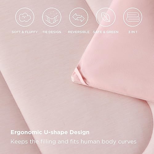 Miniatura 5 de Bedsure Juego de edredón King  Juego de cama refrescante y cálido, edredón reversible rosa para todas las estaciones, 3 piezas, 1 edredón tamaño