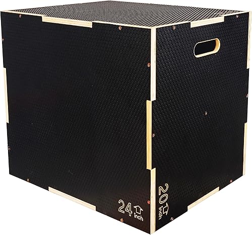 Miniatura 6 de Caja pliométrica de madera antideslizante 3 en 1 ejercicio de salto de caja pliométrica, varios tamaños