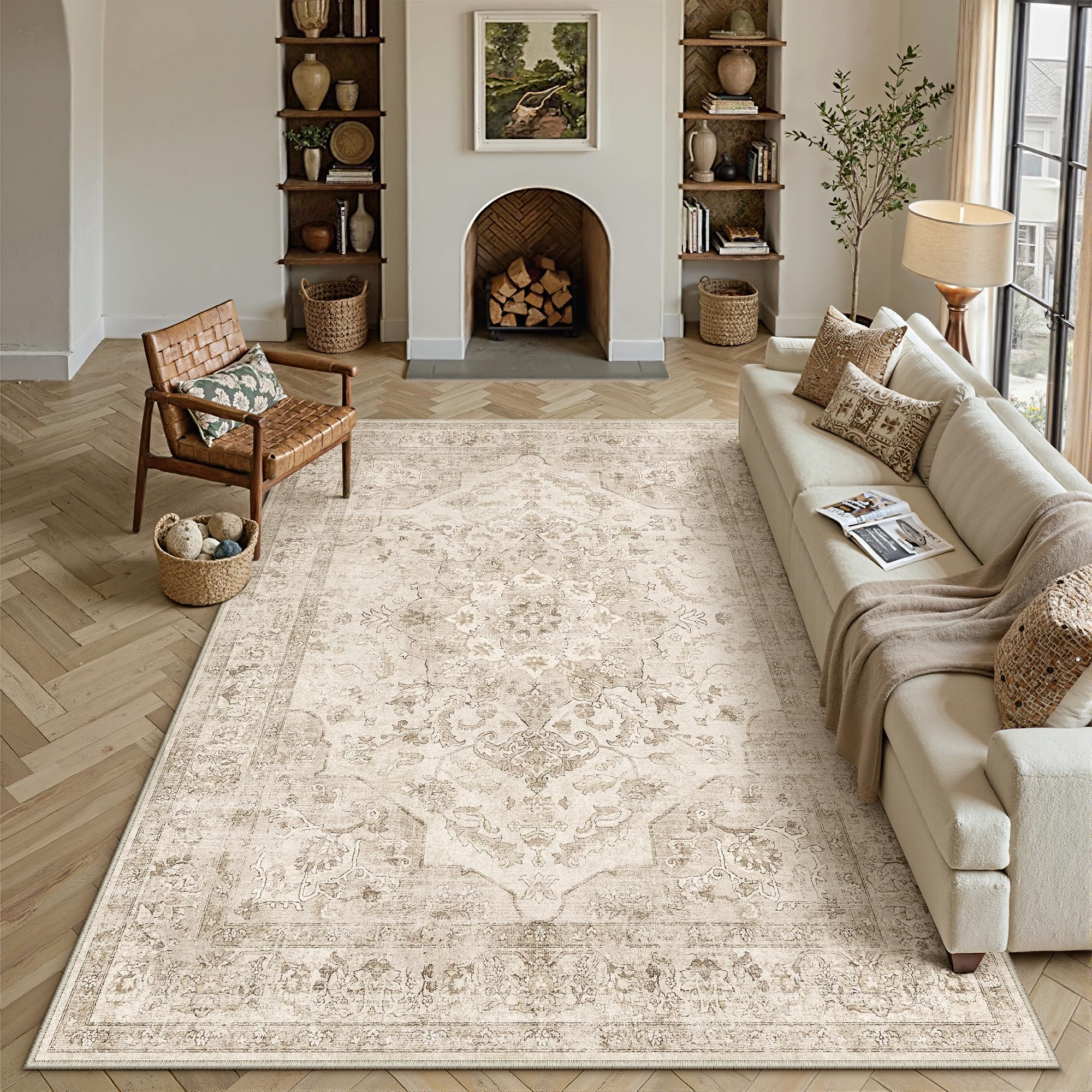 PureCozy Vintage Rugs Living Room Area Rug 300x400cm Light Brown