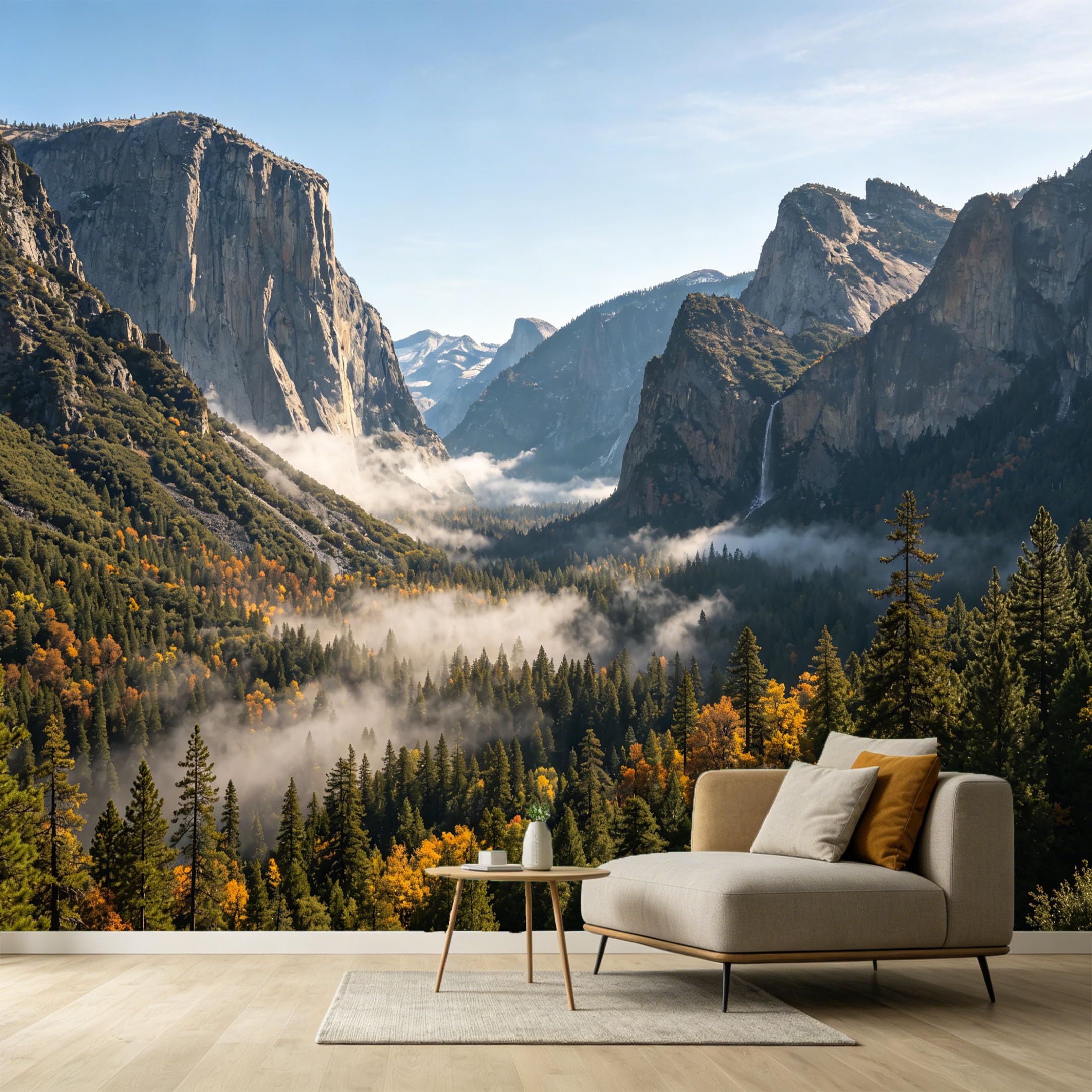 Custom Size Wall Murals Mountain Lake Landscape Forest Mist Valley View SelfAdhesive Wall Fabric Removable Large Wallpaper for Photo Living Room Interior Decor