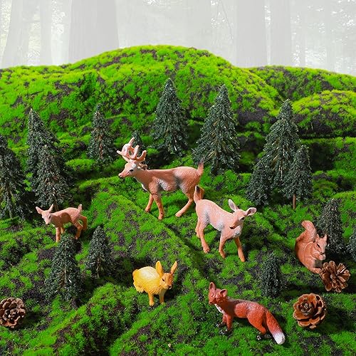 Miniatura 3 de 26 piezas de figuras de animales del bosque, juguetes de criaturas del bosque, kit de diorama de pastizales, animales de la selva tropical, juego de