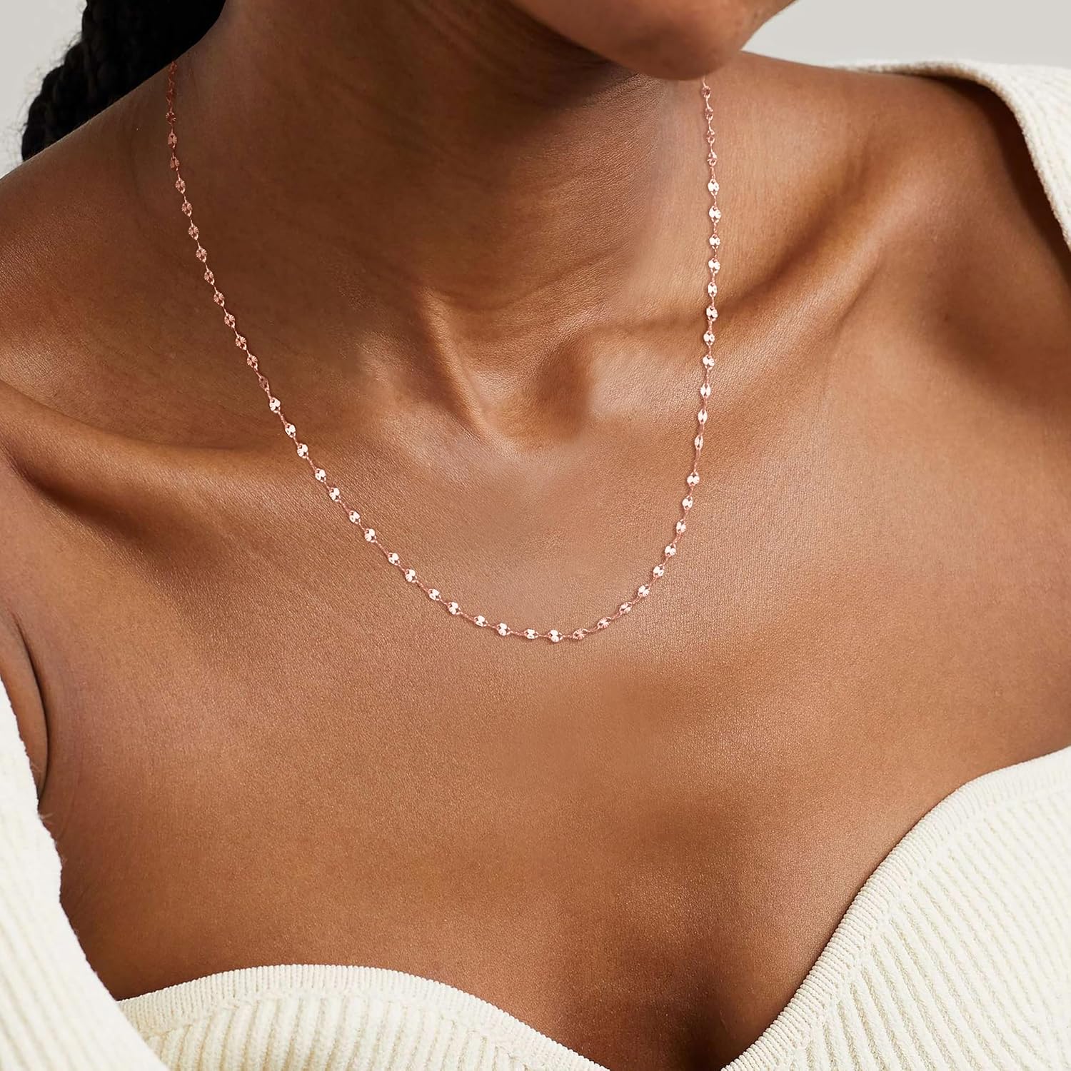 925 Sterling Silver Chain Necklace Link Chain Necklace for Women Simple Dainty 16K Gold Plated Necklace for Women Minimalist Waterproof Silver Necklace Trendy Jewelry Gifts - Image 3