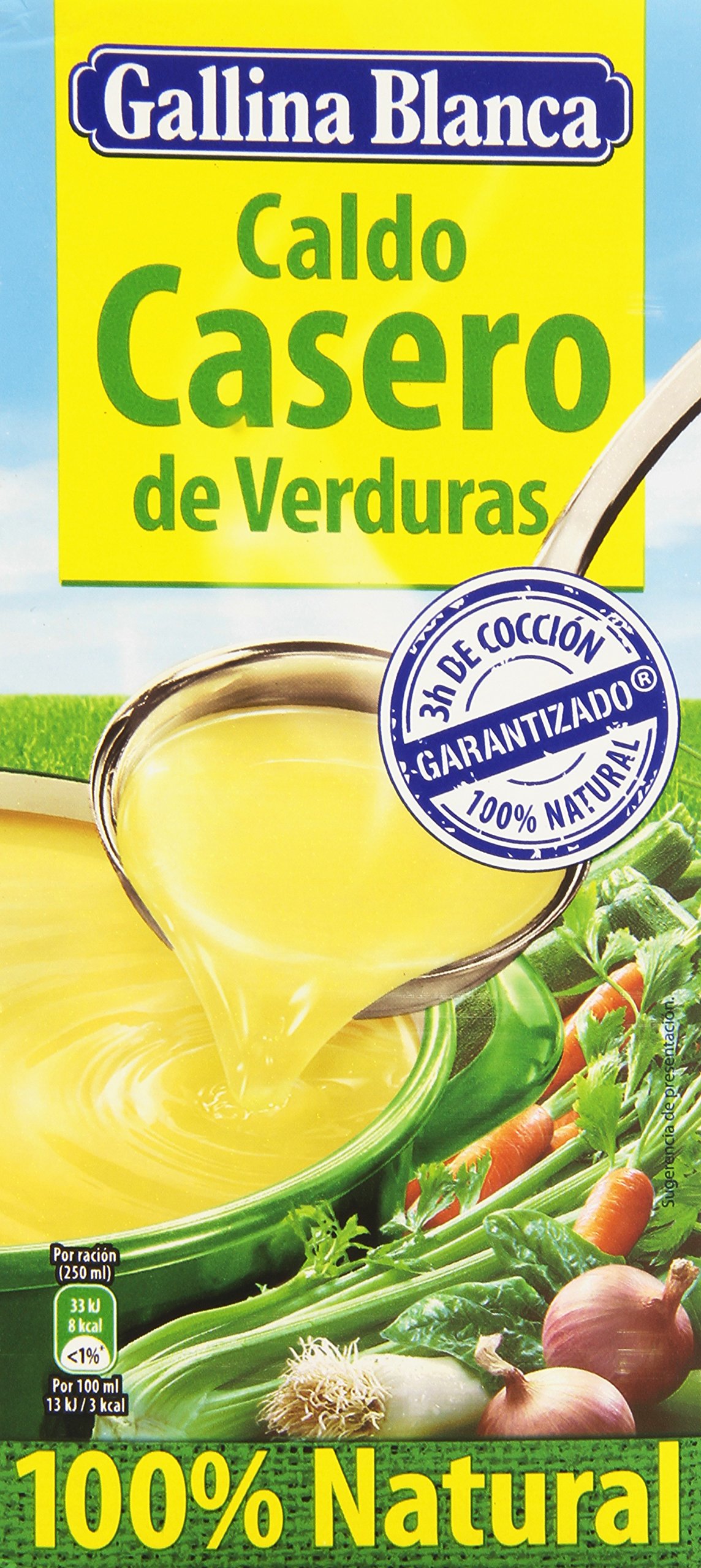 Gallina Blanca - Caldo casero de verduras - 100% Natural - 1 l - [pack de 3]