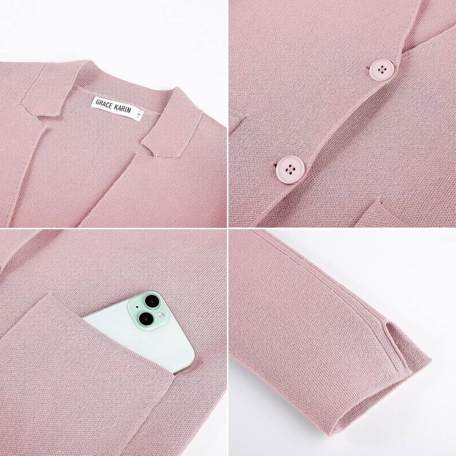 GRACE KARIN Women Sweater Blazer Business Casual Knit Cardigan 2026 Long Sleeve Suit Jackets Work Blazers with Pockets - Image 5