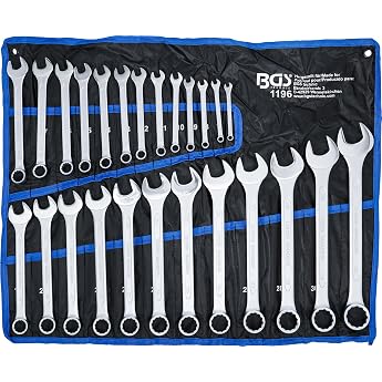 BGS 1192 Open-end Ring Spanner Set, with Tetron Roller Bag and Combination Spanner | Chrom-Vanadium-Stahl | verchromt, K&ouml;pfe 