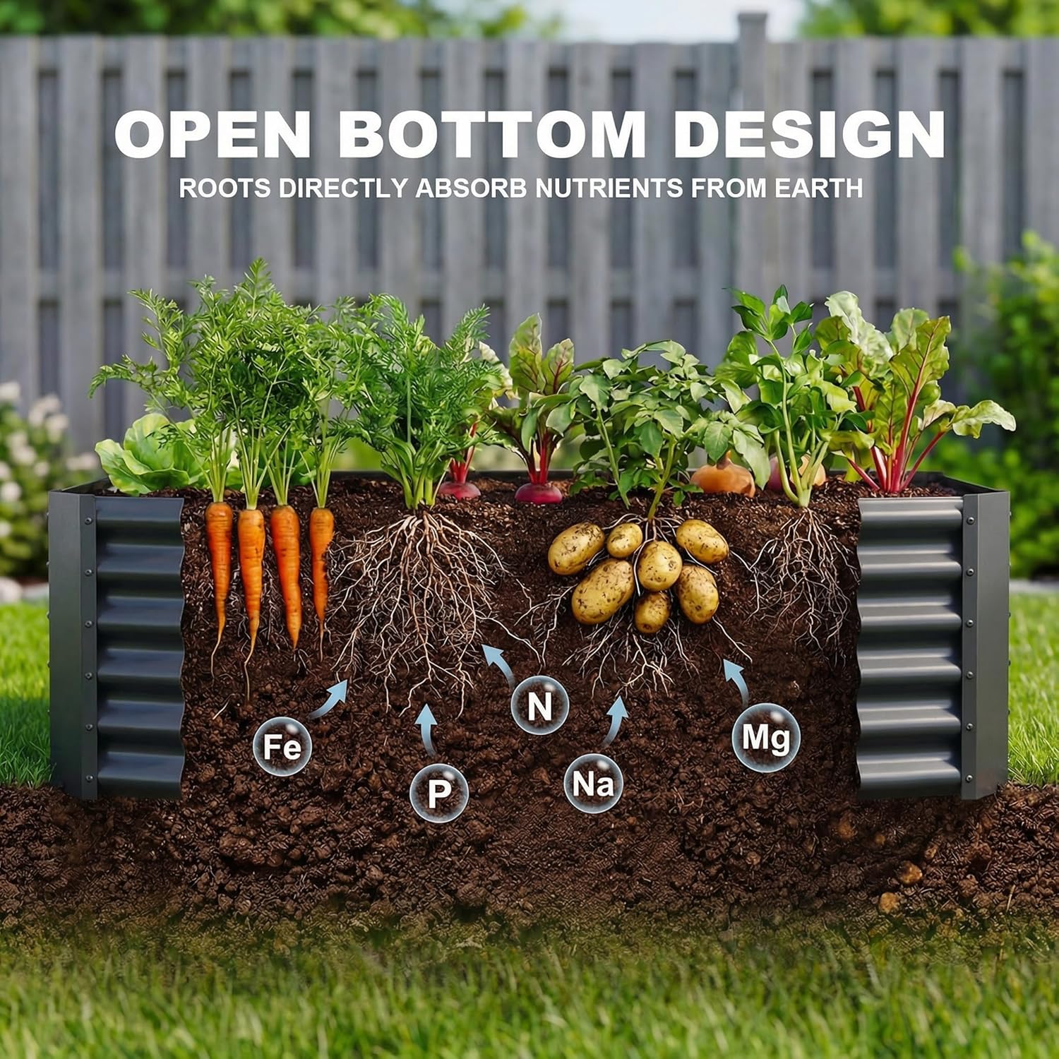 AHEONLAR 2 Pack 8×4×1.5ft Galvanized Raised Garden Beds Outdoor, Rectangle Sturdy and Durable Planter Boxes for Vegetables, Fruits, Flowers and Plants, Easy Assembly, Grey