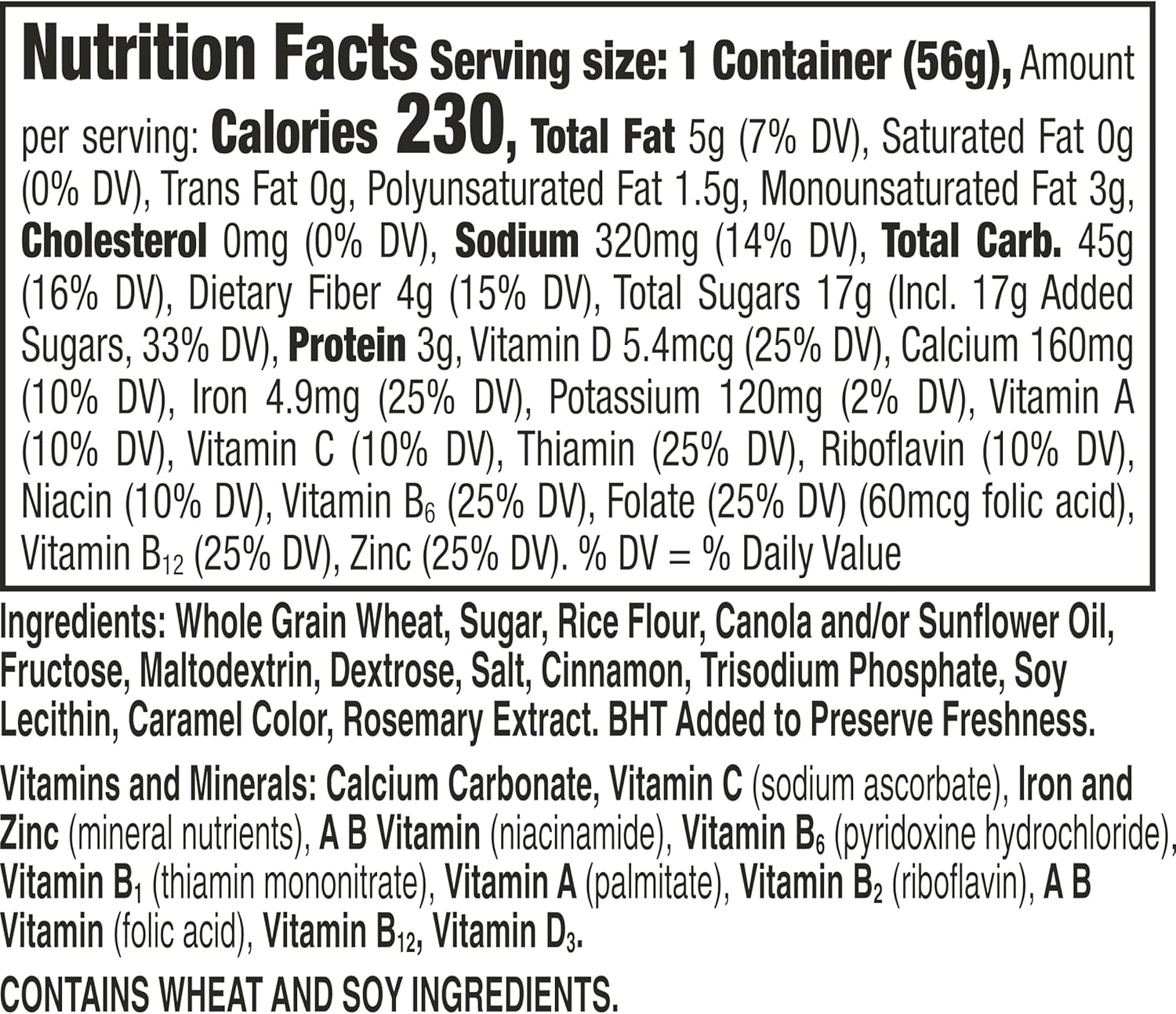 Cinnon Toast Crunch Breakfast Cereal Cup, Single Serve Cereal