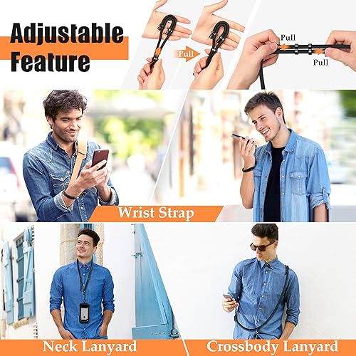 Vista 18 de Cordón universal para teléfono con correa para la muñeca, cordón ajustable para teléfono celular, correa para el cuello y correa para la muñeca