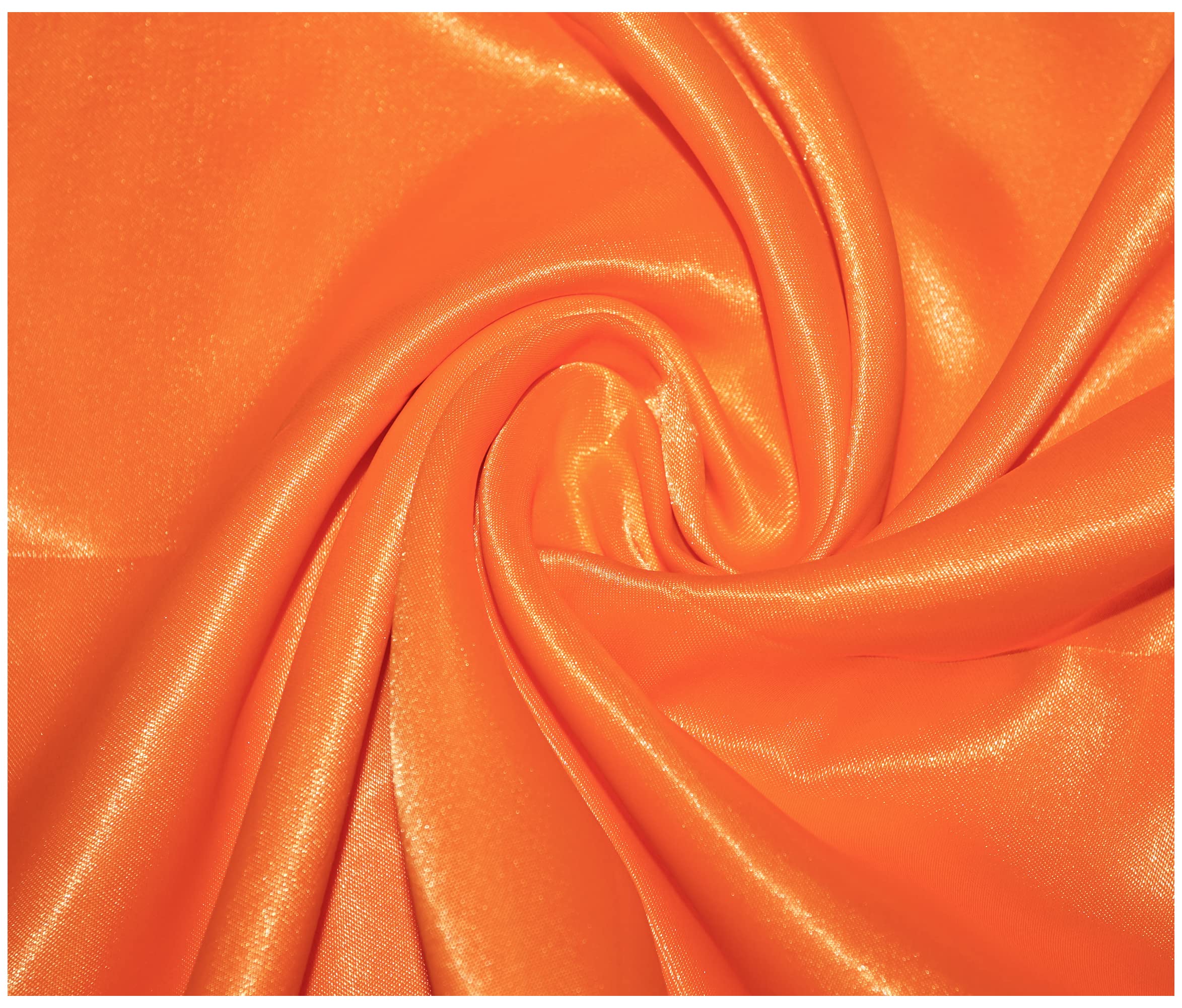 Thefabrictrade Flo Orange Silky Satin Polyester Fabric For Dressmaking Wedding Crafts Quilting Sewing 150Cm Wide (500 X 150Cm / 197" X 60", )