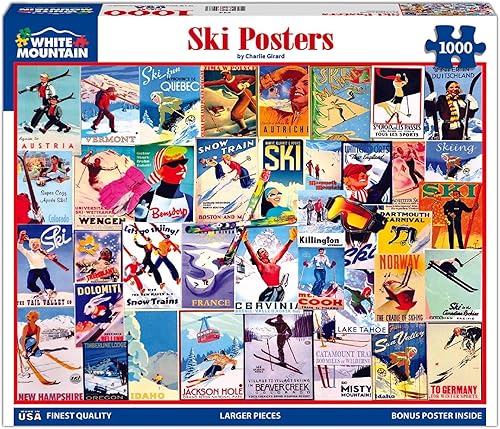Miniatura 2 de White Mountain Puzzles - Pósteres de esquí - Rompecabezas de 1000 piezas