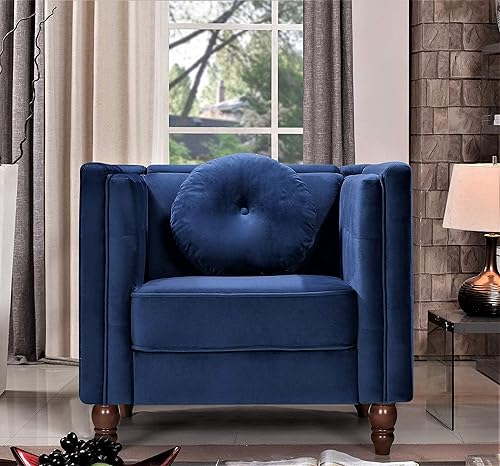 Container Furniture Direct Lexie Terciopelo tapizado de mediados de siglo, estilo moderno y acogedor para lectura lateral de club sentado en el