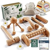 HELDSON 6-Piece Wooden Therapy Massage Tools - Maderoterapia Kit for Lymphatic Drainage, Cellulite Reduction & Body Sculpting