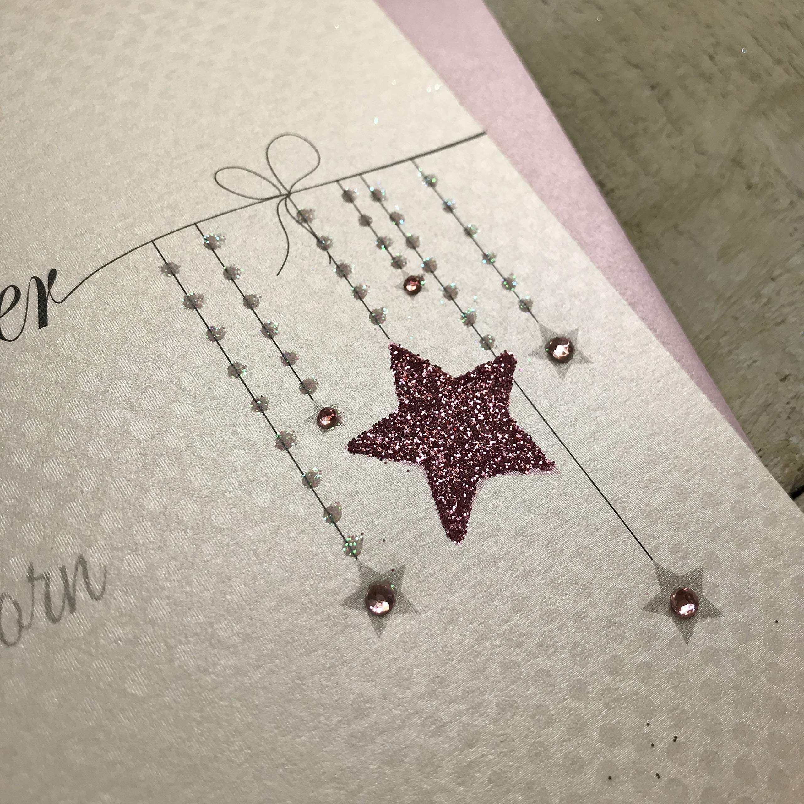 White Cotton Cards Glückwunschkarte "Enkelin" – Handgefertigt, 16x16 Cm, Mit Strass, Inkl. Umschlag
