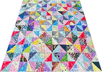Handmade Cotton Fabric Patchwork Quilt Top Floral