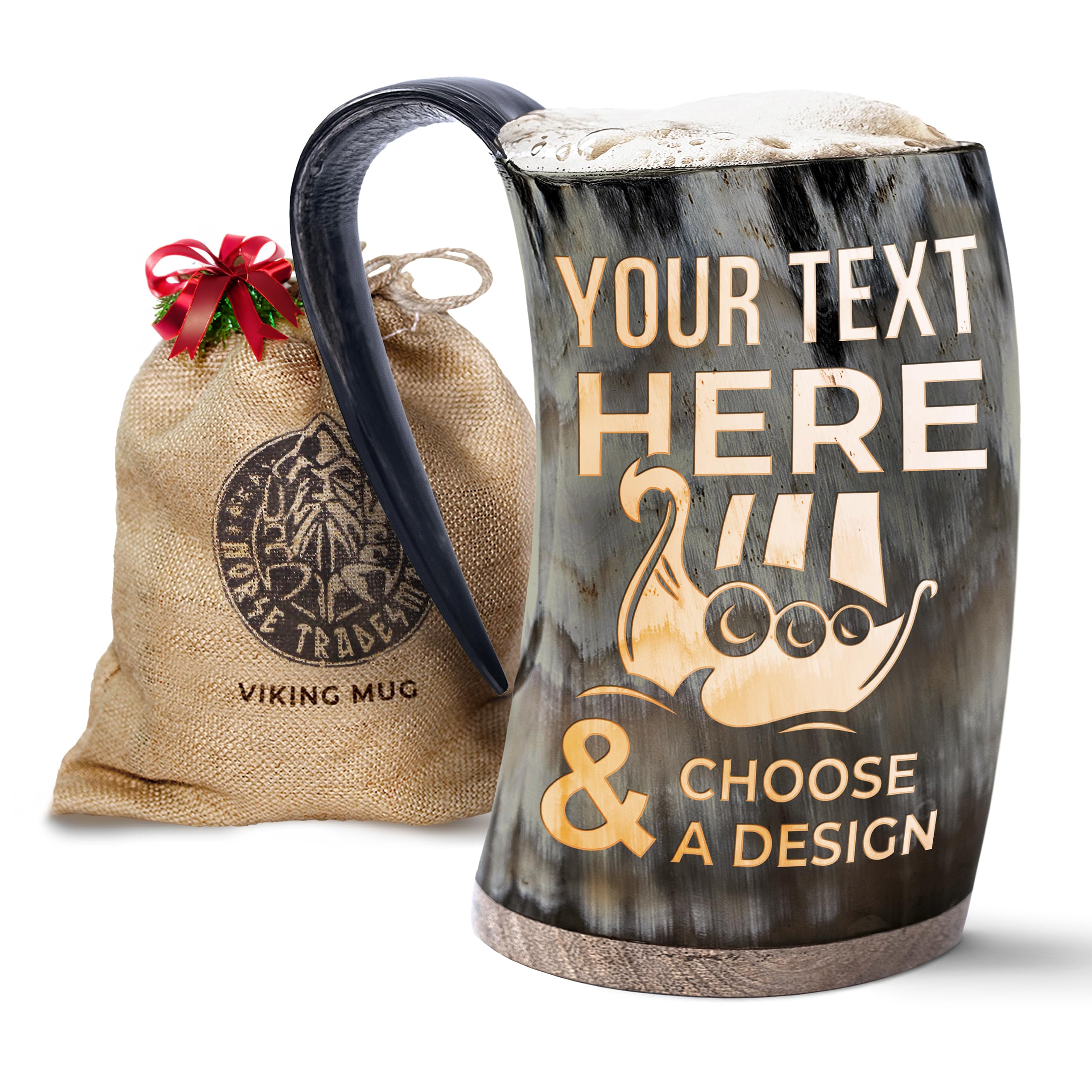 Norse Tradesman Personalized Viking Horn Mug, Custom Engraving