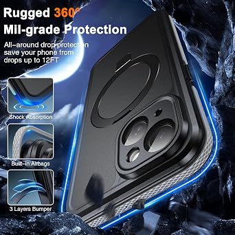 Oterkin Magnetic Stand for iPhone 15 Case Waterproof IP68, Black