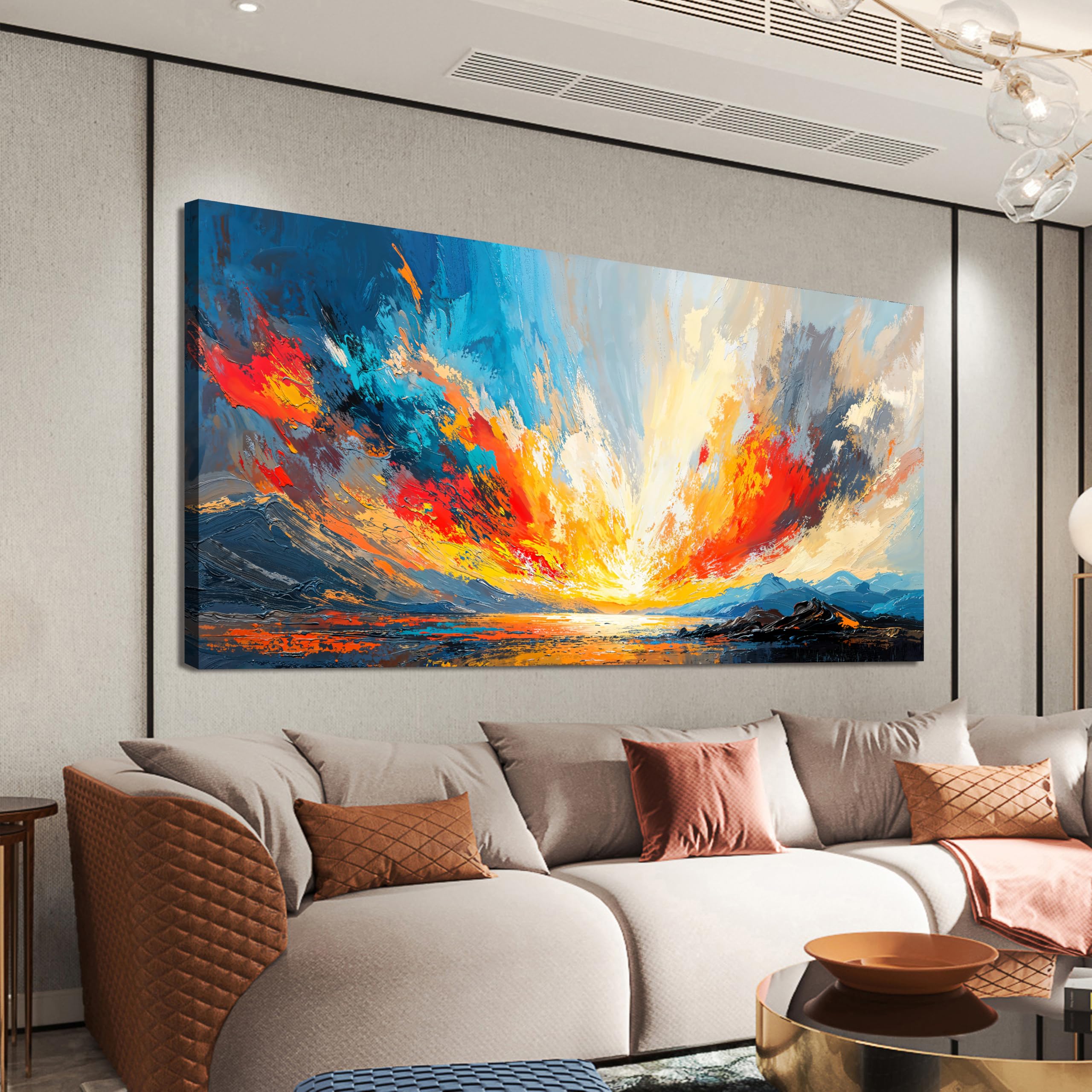 Canvas Wall Art Decor Large Wall Pictures for Living Room Canvas Art Wall Decor Abstract Coastal Landscape Wall Art Artwork for Walls Modern Colorful