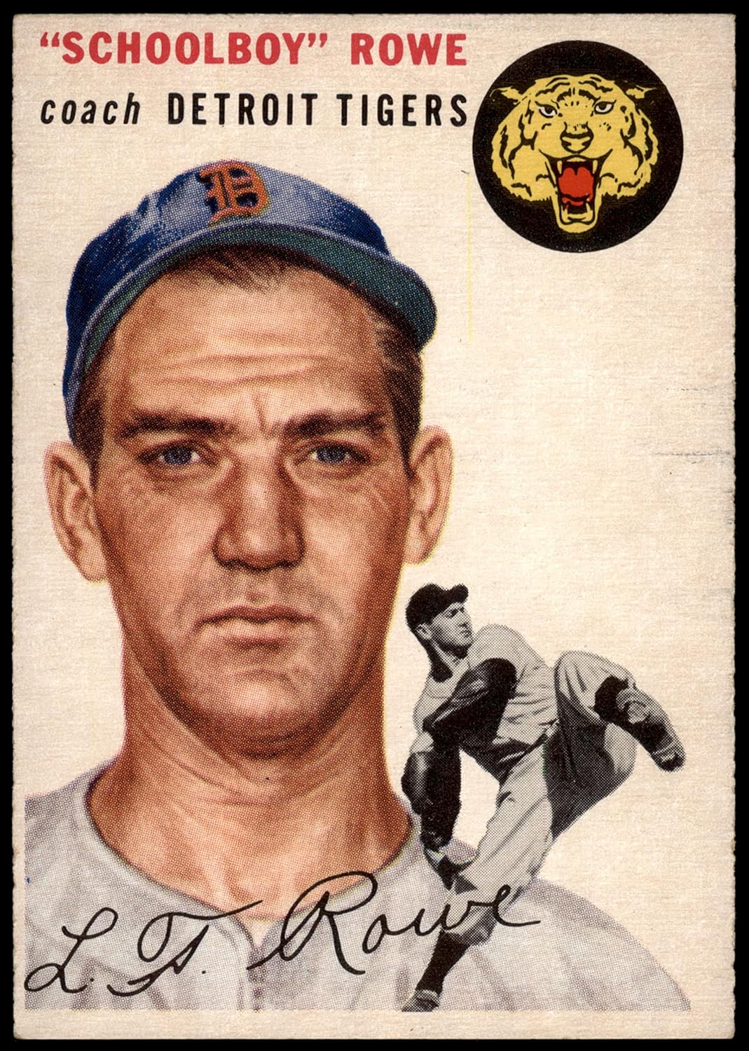 1954 Topps #197 Schoolboy Rowe Detroit Tigers (Baseball Card) EX Tigers
