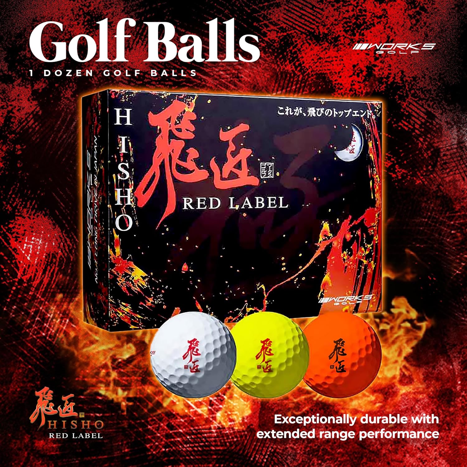 Hisyo Red Label Super High Resilience Golf Balls , 2-Piece Softec Ionomer Cover, Ultra High Rebound Core, 322 Dimples, High Trajectory - Bright Neon Colors, Perfect for Driving Range,12 Pieces