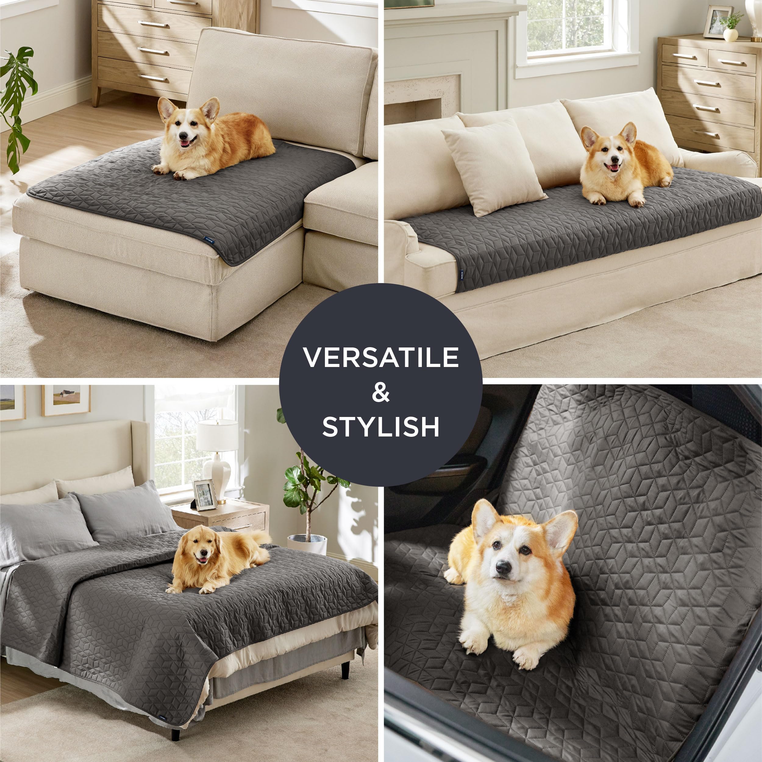 Bedsure Couverture Chien, Plaid Chien, Couverture Chat Imperméable, Plaid Chat Canapé, Couverture pour Chien Chat (173x208cm, Gris Foncé)