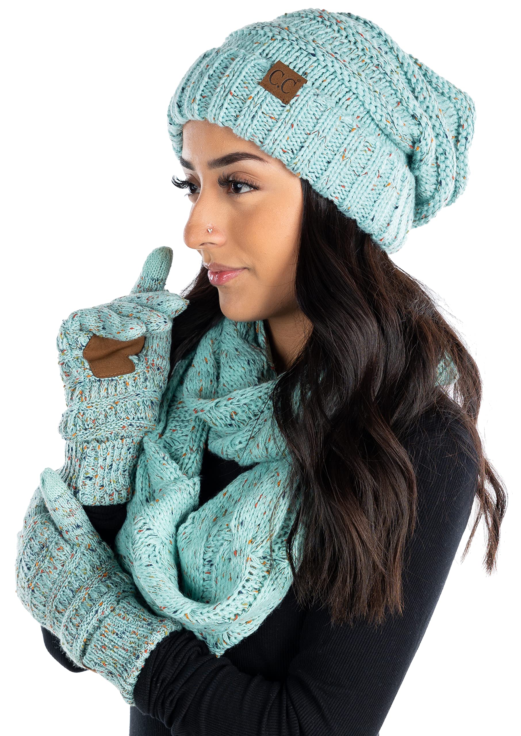 Funky Junque Hat Scarf Glove Set for Women