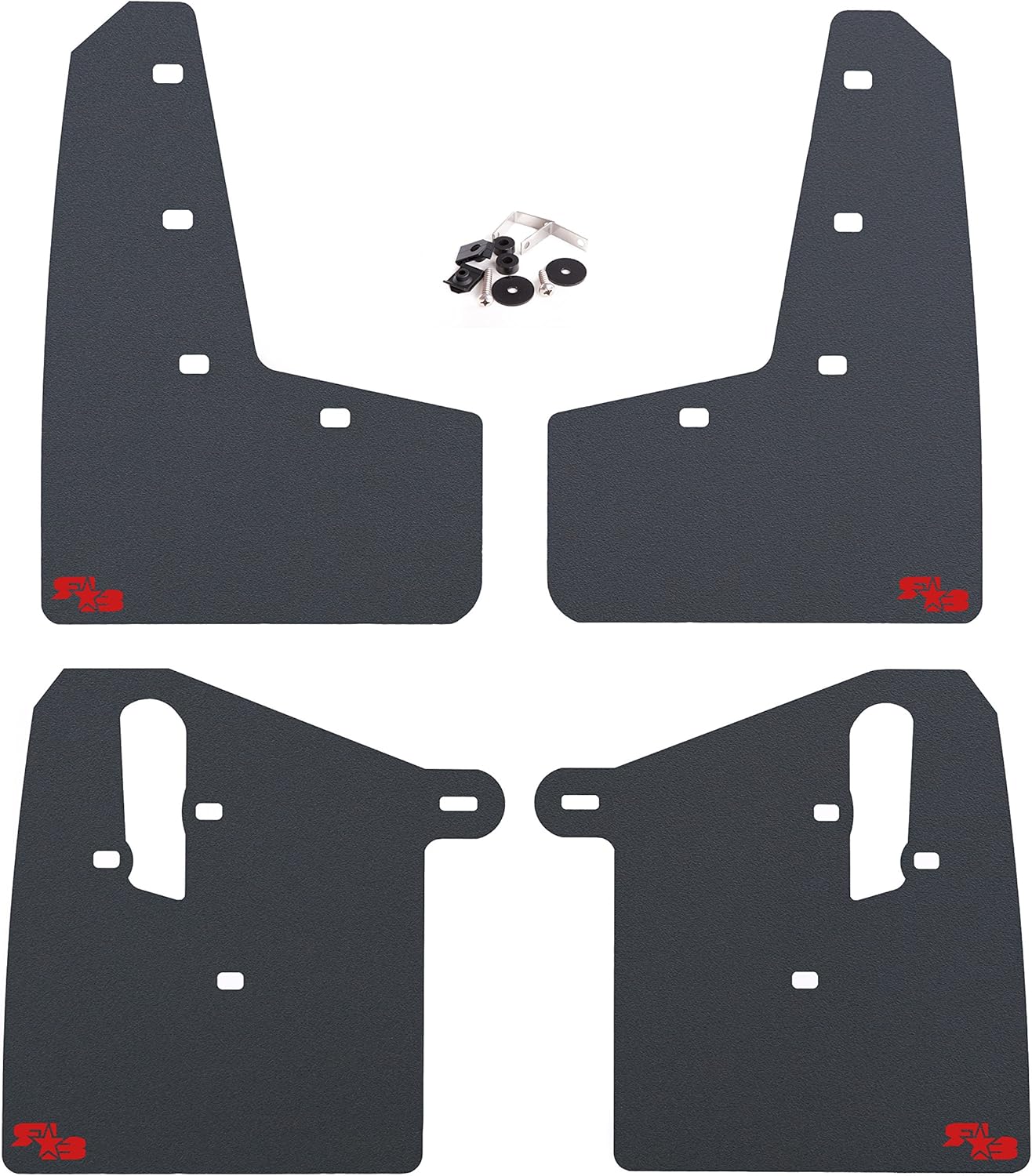 RokBlokz Mud Flaps for 2015-2021 Subaru WRX STI - Multiple Colors Available - Mud Guards are Custom Cut and Fit - Includes All Mounting Hardware (Black with Red Logo, Short)