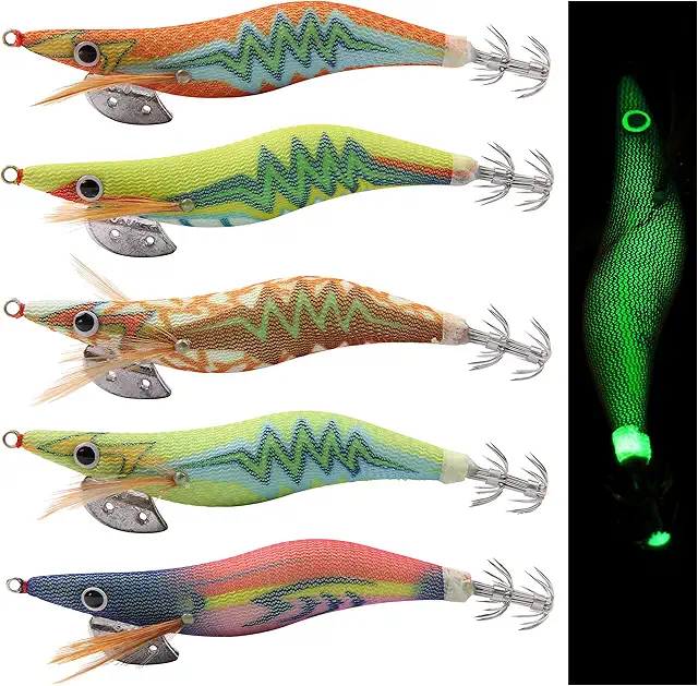 Tonanars Luminous Squid Bait Jig Hooks for Premature Squid Fishing - 5/10 Pieces