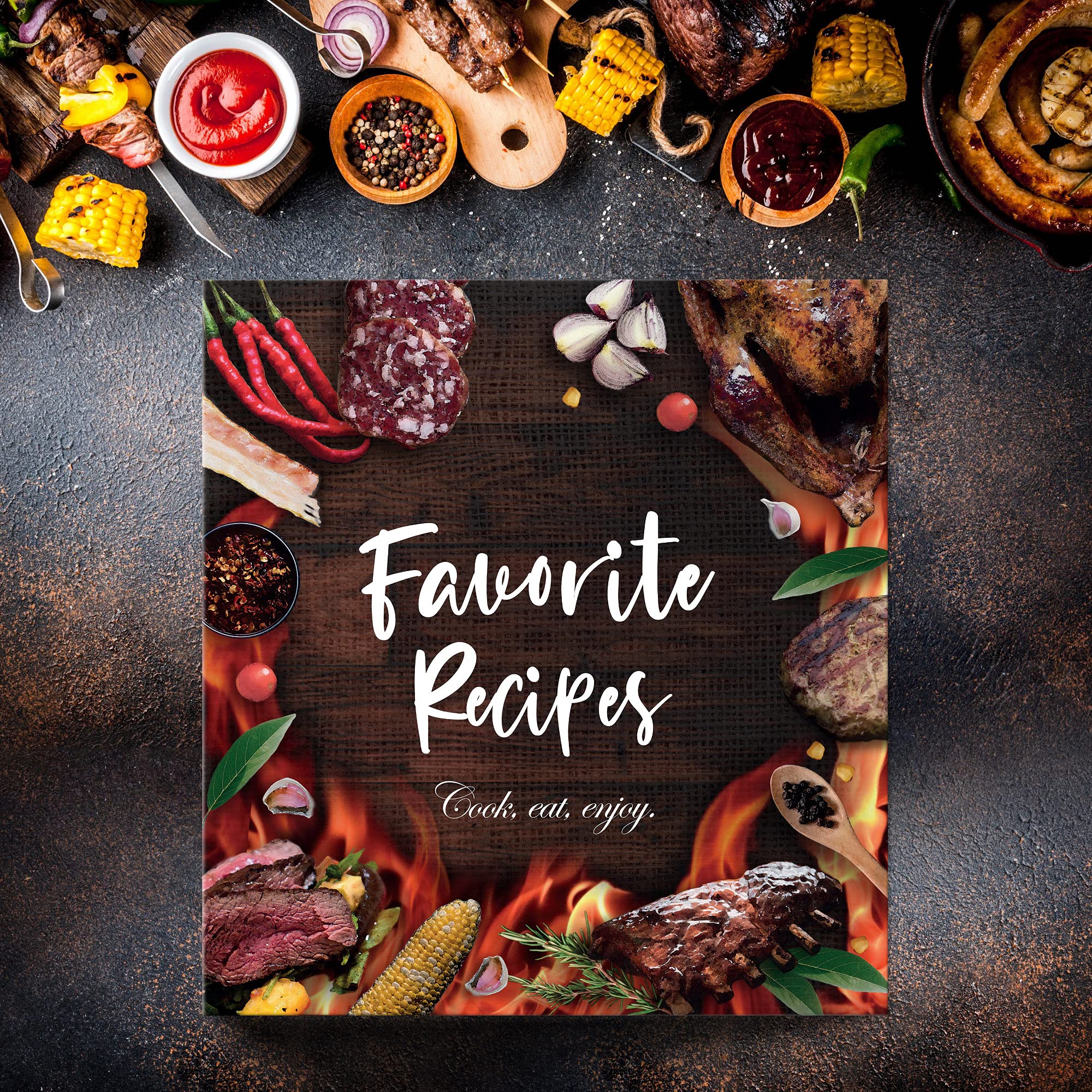 Recipe Binder 8.5x11, 3 Ring DIY Cookbook Binder Kit 16 Dividers & 50 Sleeves & 32 Labels, Recipe Books Binder, Recipe Organizer Binder Kit, Recipe Binder with Plastic Sleeves, Recipe Book (BBQ)