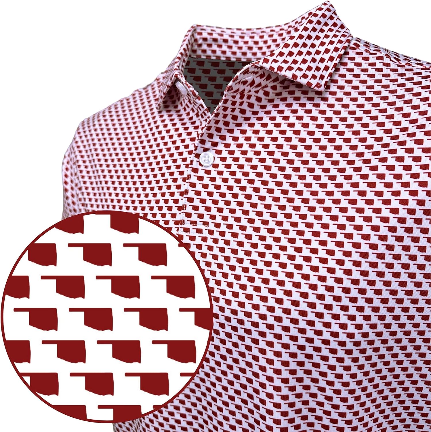 State Print Golf Shirt for Men – Men’s University Polo Moisture Wicking Dry Fit Performance Short Sleeve Regular Fit