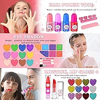 Vista 3 de Kit de maquillaje para niños para niña, juego de maquillaje lavable de 66 piezas para niñas pequeñas, juego de cosméticos, juguete de maquillaje