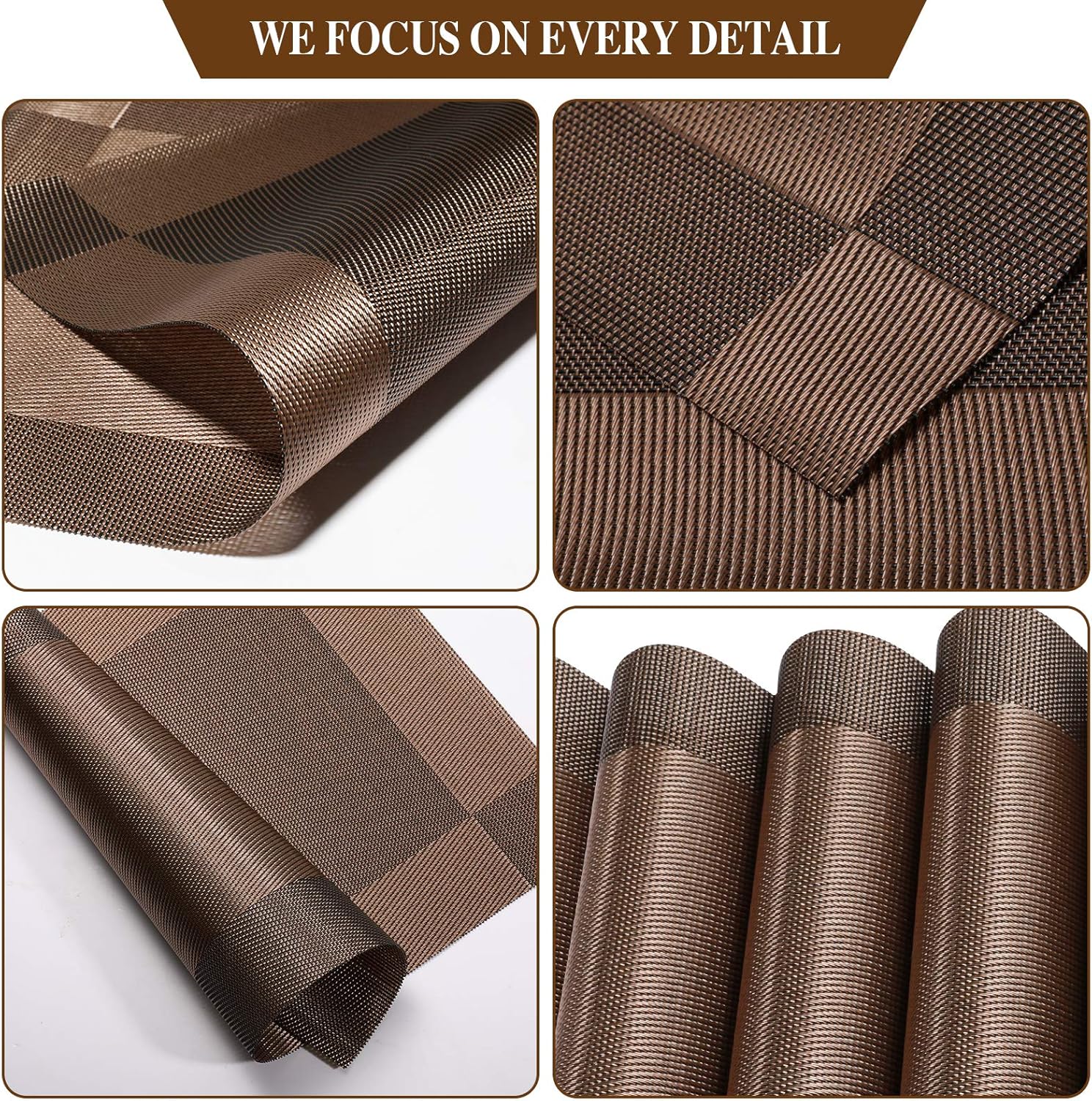 Zoymensu placemats Set of 8, Washable/Heat Resistant/Non-Slip/Stylish placemats, (Coffee) : Home & Kitchen