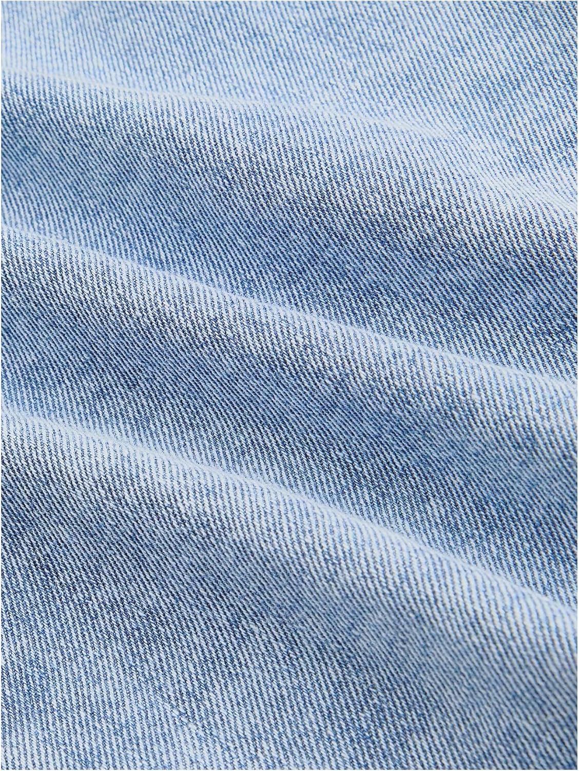 OYOANGLE Women's Vintage Bowknot Spaghetti Strap Denim Romper Sleeveless Wide Leg Jean Short Jumpsuits - Image 4