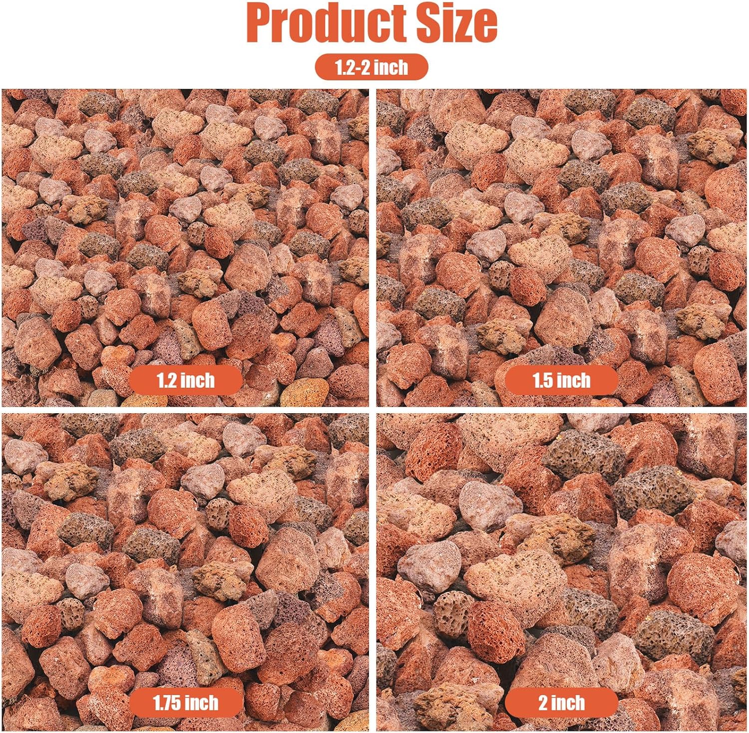 20 Pounds Red Lava Rocks for Fire Pits, Fireplaces, Perfect for Gas Log Sets, Gas Grills, Landscape Design, Suitable for Both Indoor and Outdoor Applications (1.2"-2")