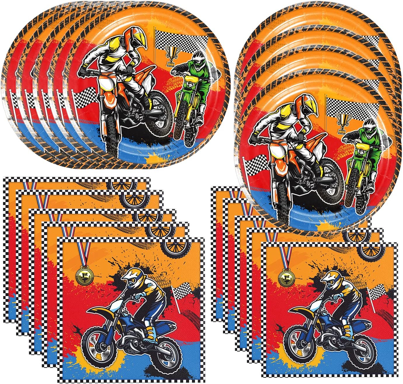 Frerand 40pcs Dirt Bike Party Supplies Include 20 Plates
