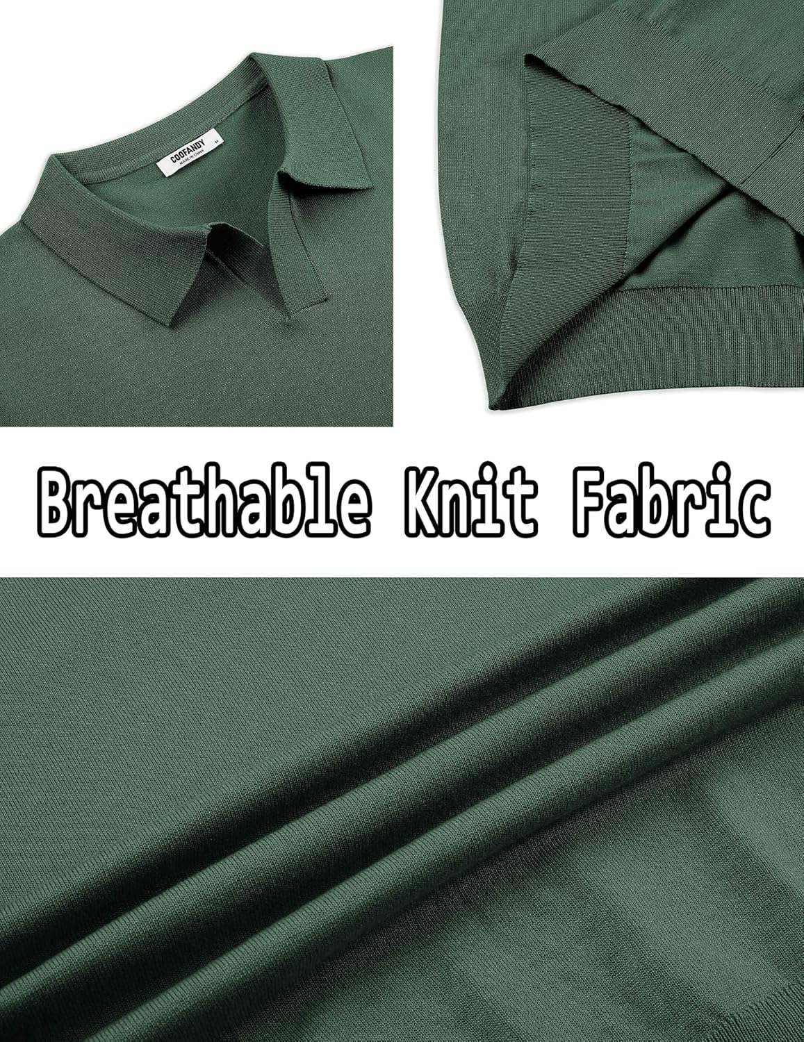COOFANDY Men's V Neck Short Sleeve Stretch Knit Polo Shirt - Image 5
