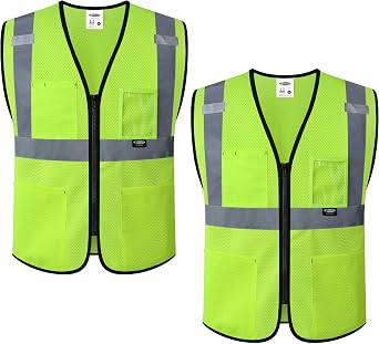 JKSafety Safety Vest for Men Women 10 PCS Hi Vis Construction Vest Reflective Class 2 High Visibility Meet ANSI Standard