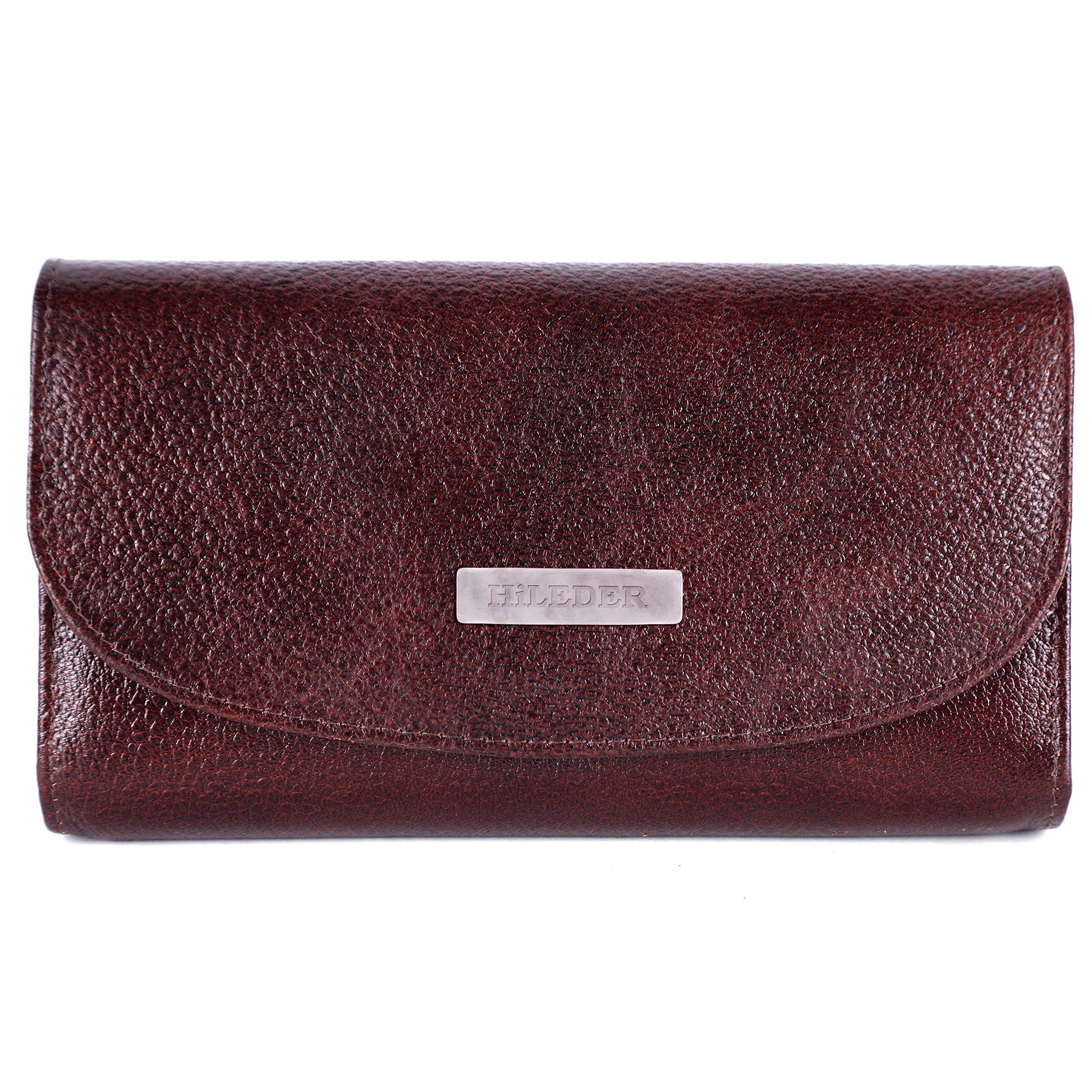 hileder Stylish Genuine Leather Bi-Fold Purse Wallet Clutch with Magnetic Clasp Closure for Women & Girls | Brown | Small-picture-16