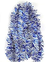Vista 1 de YYCRAFT Guirnalda de oropel metálico de 6 yardas (3.5 pulgadas, azul rey/blanco)