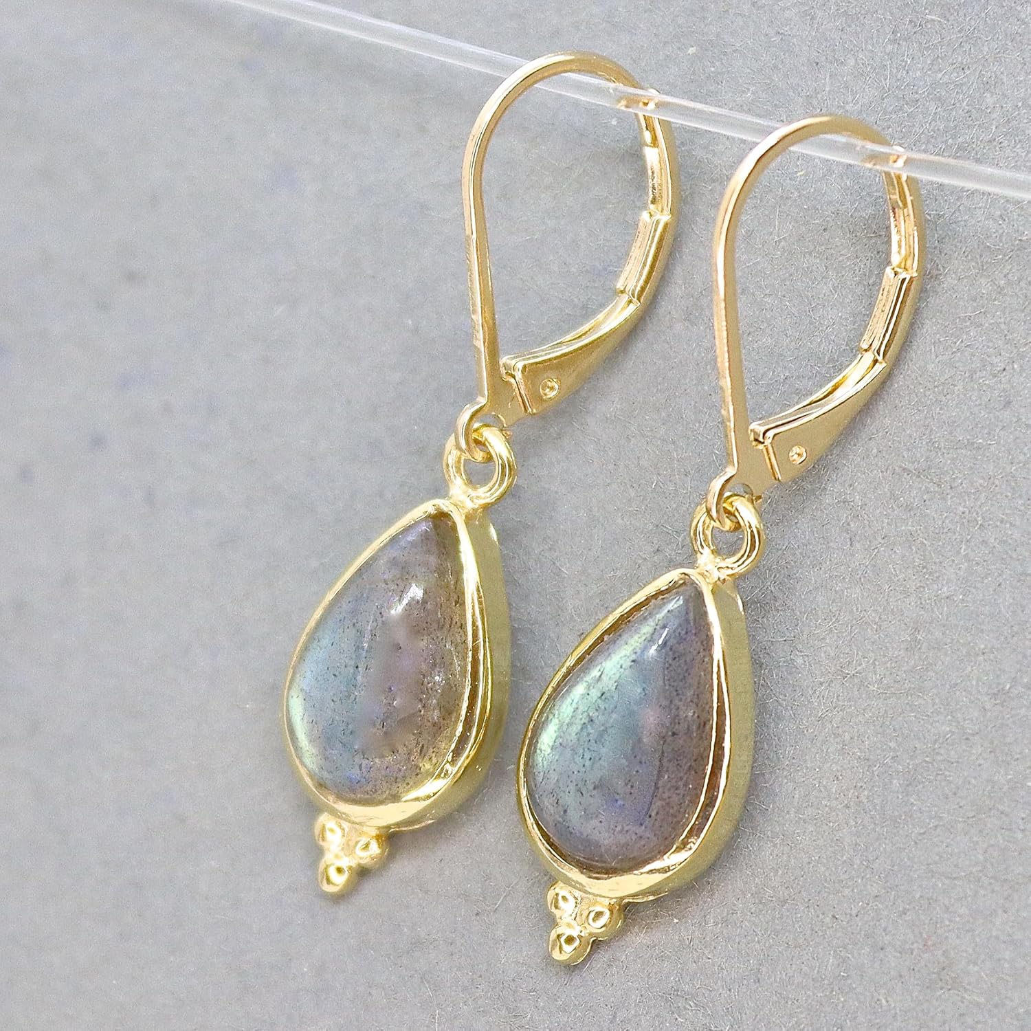 teardrop gold dangle earrings for women, leverback earrings