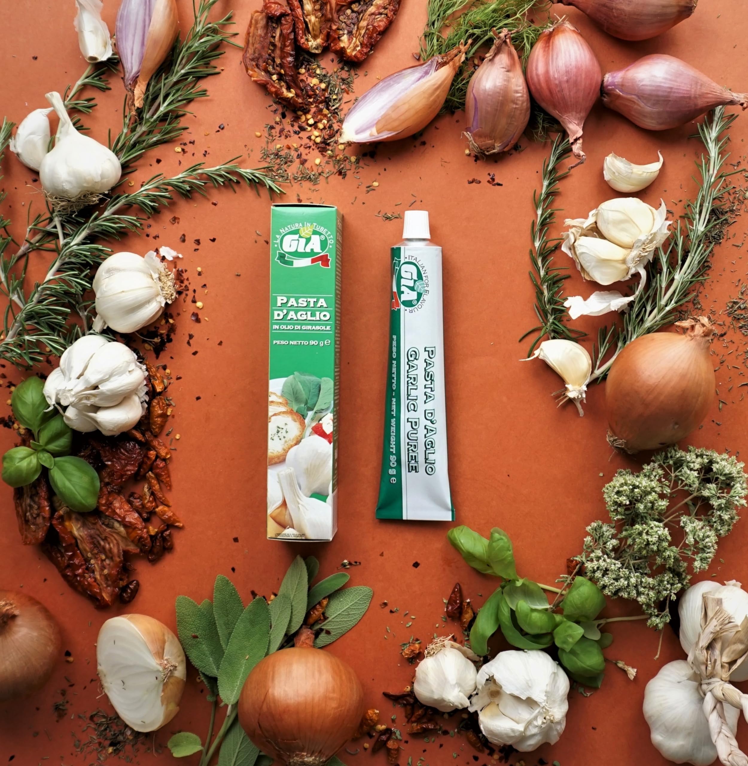 GIA - Tubo Pasta de Ajo Concentrado, Producto Italiano, Crema al Gusto, Listo para usar, 90gr
