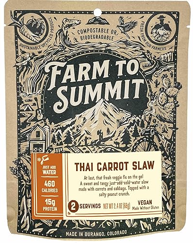 Farm to Summit Ensalada de zanahoria tailandesa Comida deshidratada para mochileros y campamentos, solo agrega agua, vegetariana, vegana, hecha sin