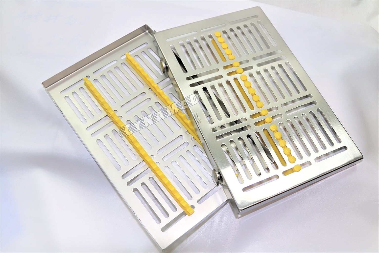 Premium German Stainless 5 Each Dental Autoclave Sterilization Cassettes for 20 Instruments Detachable LID Double Botton Type Easy to Clean Set of 5 Each …
