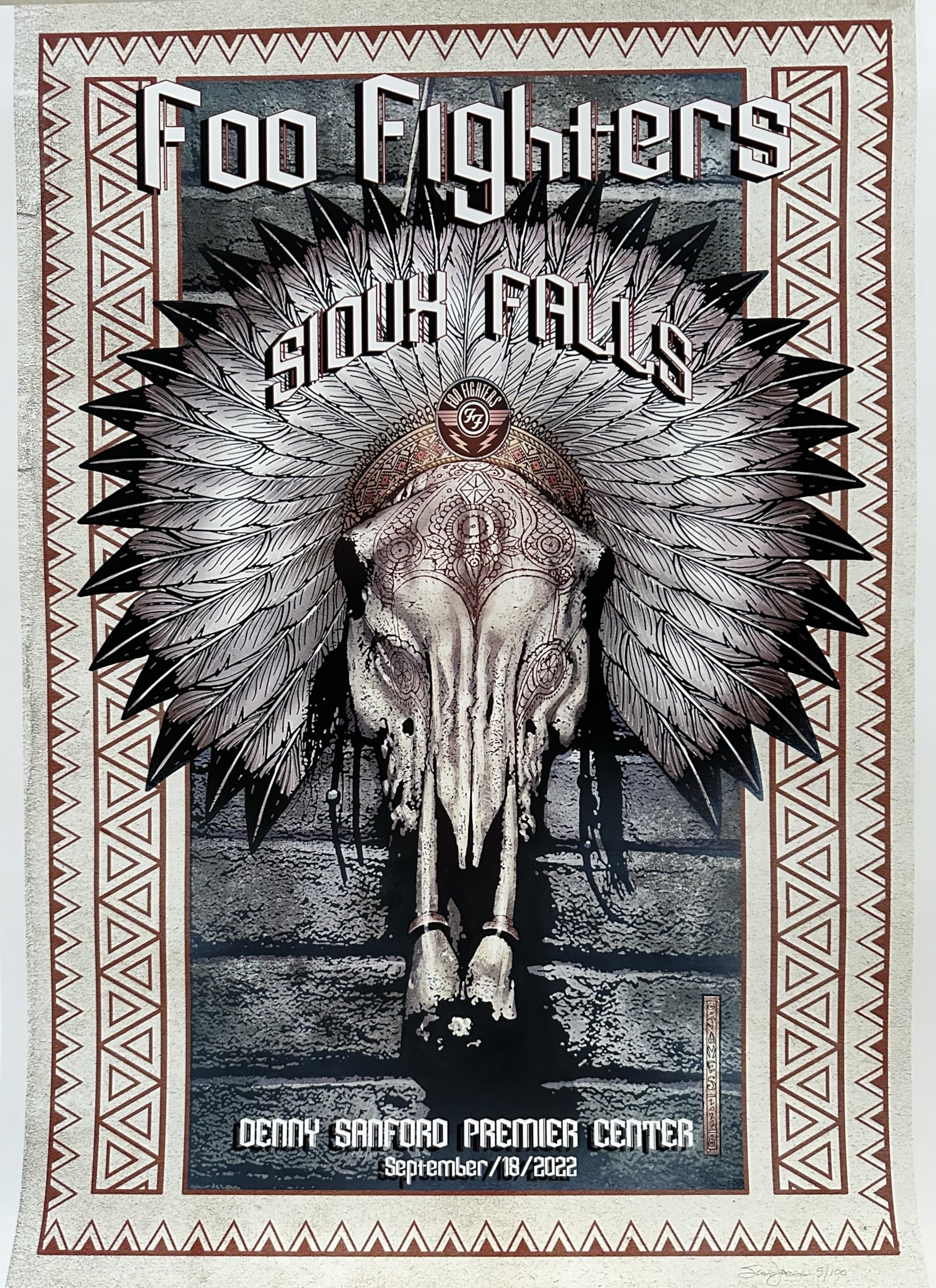 Affiche Foo Fighters Sioux Falls 2023 authentique signée Scott James envoi roulé