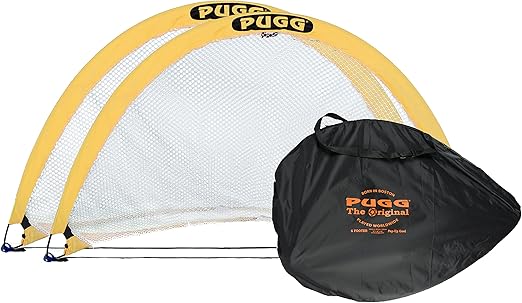 PUGG Pop Up Soccer Goal, Portable Training Football Knitted Poly Net Equipment, The Original Pickup Game Goal, Includes Two Goals & Bag