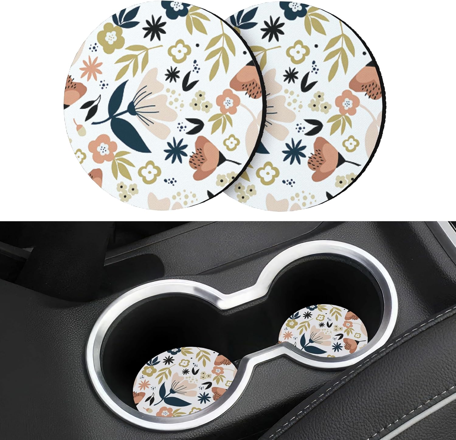 2 Pack Car Cup Holder Coaster,2.9 Inch Anti Slip Shockproof Car Cup Holders Coasters for Car Interior Accessories for Women Men (Gray Flag)