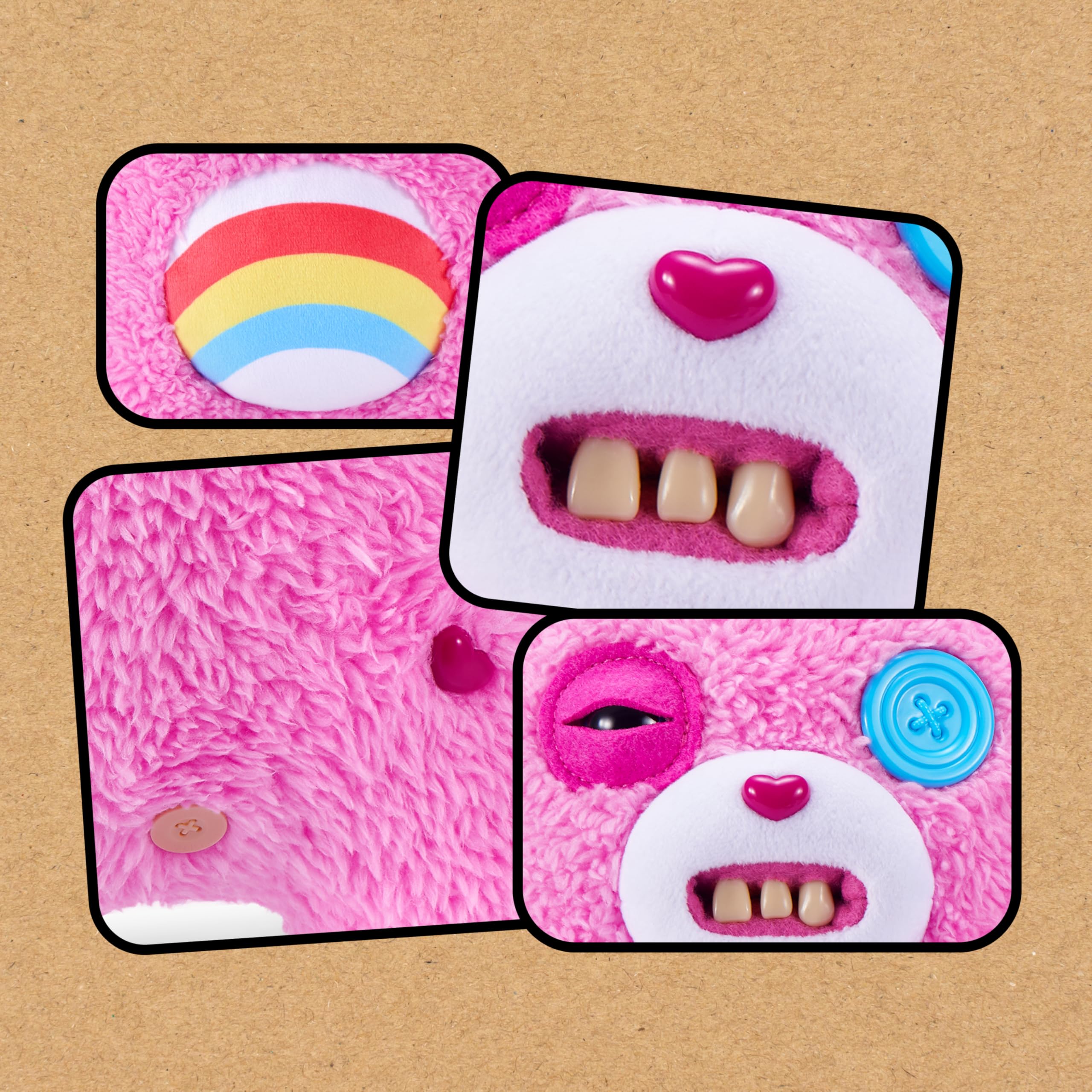 Fuggler Care Bears Peluche 9" (Cheer Bear) de ZURU – Monstruo Feo y Divertido con Dientes Humanos. Peluche Coleccionable para niños, Adolescentes, Adultos y Fans del Crossover. — view 5
